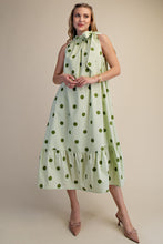 Load image into Gallery viewer, NEWEST ARRIVAL Sage Green Polka Dot Halter Midi Dress
