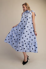 Load image into Gallery viewer, NEWEST ARRIVAL Navy Blue Polka Dot Halter Midi Dress
