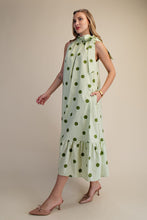 Load image into Gallery viewer, NEWEST ARRIVAL Sage Green Polka Dot Halter Midi Dress
