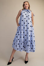 Load image into Gallery viewer, NEWEST ARRIVAL Navy Blue Polka Dot Halter Midi Dress
