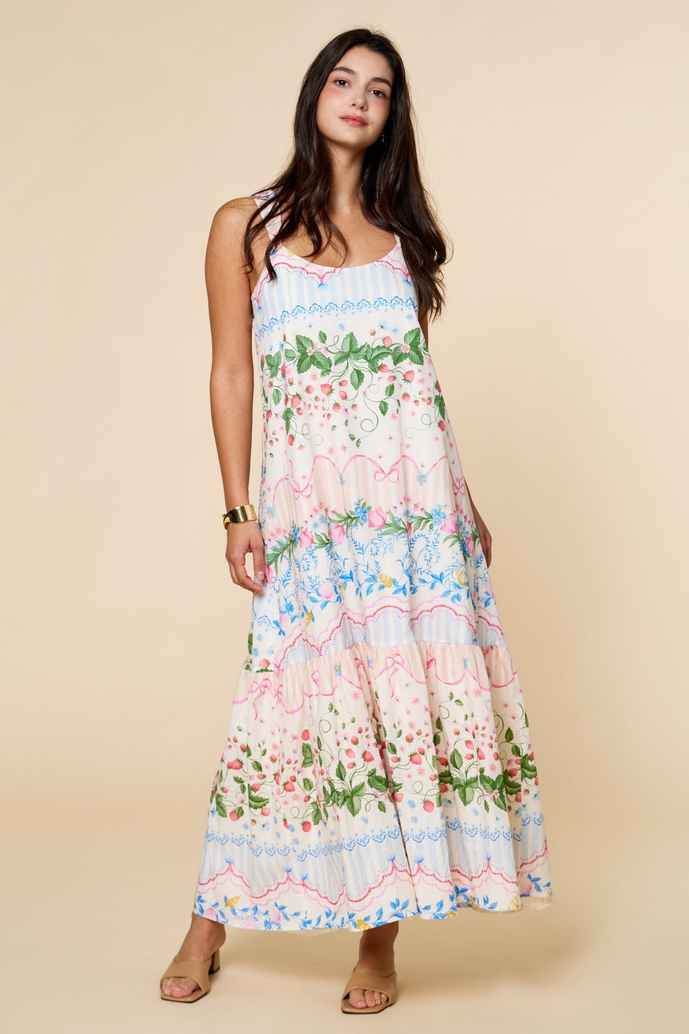 Cream Strawberry Print Maxi Dress – Five Points Boutique