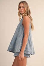 Load image into Gallery viewer, NEWEST ARRIVAL Light Denim Flare Top and Shorts Set
