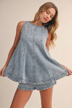 Load image into Gallery viewer, NEWEST ARRIVAL Light Denim Flare Top and Shorts Set
