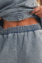 Load image into Gallery viewer, NEWEST ARRIVAL Light Denim Flare Top and Shorts Set
