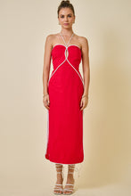 Load image into Gallery viewer, NEWEST ARRIVAL Red Halter Cut Out Midi Dress
