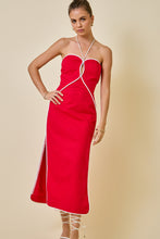 Load image into Gallery viewer, NEWEST ARRIVAL Red Halter Cut Out Midi Dress
