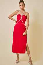 Load image into Gallery viewer, NEWEST ARRIVAL Red Halter Cut Out Midi Dress
