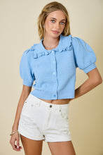Load image into Gallery viewer, NEWEST ARRIVAL Baby Blue Peter Pan Cropped Cardigan
