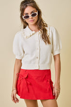 Load image into Gallery viewer, NEWEST ARRIVAL Ivory Peter Pan Cropped Cardigan
