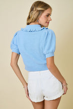 Load image into Gallery viewer, NEWEST ARRIVAL Baby Blue Peter Pan Cropped Cardigan
