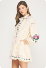 Load image into Gallery viewer, NEWEST ARRIVAL Cream Floral Embroidered Shirt Dress
