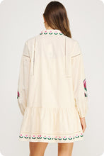 Load image into Gallery viewer, NEWEST ARRIVAL Cream Floral Embroidered Shirt Dress
