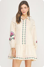 Load image into Gallery viewer, NEWEST ARRIVAL Cream Floral Embroidered Shirt Dress
