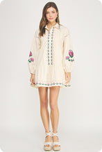Load image into Gallery viewer, NEWEST ARRIVAL Cream Floral Embroidered Shirt Dress
