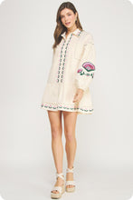 Load image into Gallery viewer, NEWEST ARRIVAL Cream Floral Embroidered Shirt Dress
