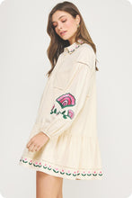 Load image into Gallery viewer, NEWEST ARRIVAL Cream Floral Embroidered Shirt Dress
