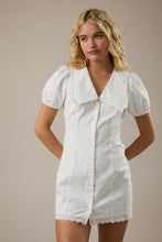 Load image into Gallery viewer, NEWEST ARRIVAL White/Blue Polka Dot Peter Pan Dress
