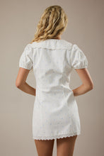 Load image into Gallery viewer, NEWEST ARRIVAL White/Blue Polka Dot Peter Pan Dress
