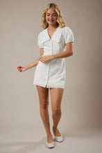 Load image into Gallery viewer, NEWEST ARRIVAL White/Blue Polka Dot Peter Pan Dress
