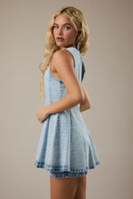 Load image into Gallery viewer, NEWEST ARRIVAL Denim Flare Romper Dress
