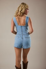 Load image into Gallery viewer, NEWEST ARRIVAL Denim Studded Deep Plunge Romper
