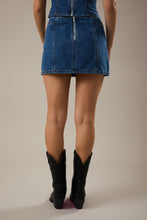 Load image into Gallery viewer, NEWEST ARRIVAL *ONLINE ONLY* Dark Denim Shoulder Tie Mini Skirt Set
