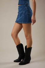 Load image into Gallery viewer, NEWEST ARRIVAL *ONLINE ONLY* Dark Denim Shoulder Tie Mini Skirt Set
