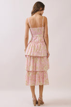 Load image into Gallery viewer, NEWEST ARRIVAL Pink Floral Tiered Layered Midi Dress
