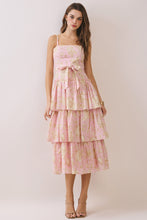 Load image into Gallery viewer, NEWEST ARRIVAL Pink Floral Tiered Layered Midi Dress
