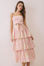 Load image into Gallery viewer, NEWEST ARRIVAL Pink Floral Tiered Layered Midi Dress
