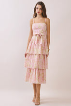 Load image into Gallery viewer, NEWEST ARRIVAL Pink Floral Tiered Layered Midi Dress
