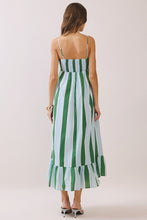 Load image into Gallery viewer, NEWEST ARRIVAL Green/Blue Striped Midi Dress
