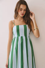 Load image into Gallery viewer, NEWEST ARRIVAL Green/Blue Striped Midi Dress
