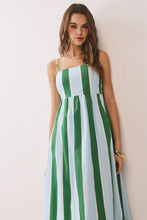 Load image into Gallery viewer, NEWEST ARRIVAL Green/Blue Striped Midi Dress
