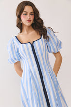 Load image into Gallery viewer, NEWEST ARRIVAL Blue Striped Midi Dress
