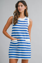 Load image into Gallery viewer, LAST ONE Blue Striped Sleeveless Everyday Dress
