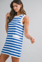 Load image into Gallery viewer, LAST ONE Blue Striped Sleeveless Everyday Dress
