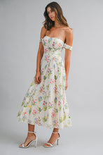 Load image into Gallery viewer, NEWEST ARRIVAL *PREORDER 3/6* Ivory Floral Off Shoulder Midi Dress
