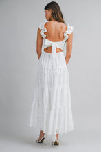 Load image into Gallery viewer, NEWEST ARRIVAL White Eyelet Open Back Midi Dress
