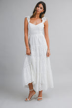 Load image into Gallery viewer, NEWEST ARRIVAL White Eyelet Open Back Midi Dress
