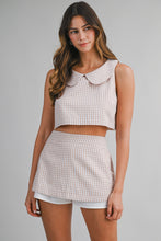 Load image into Gallery viewer, NEWEST ARRIVAL Tan Gingham Print Crop Skort Set
