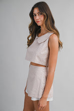 Load image into Gallery viewer, NEWEST ARRIVAL Tan Gingham Print Crop Skort Set

