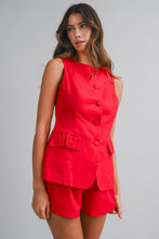 Load image into Gallery viewer, NEWEST ARRIVAL Red Button Front Shorts Set
