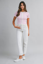 Load image into Gallery viewer, NEWEST ARRIVAL Pink Ribbed Ruffle Trim Cardigan
