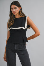 Load image into Gallery viewer, NEWEST ARRIVAL Black/White Pleated Bib Collar Blouse
