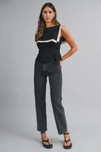 Load image into Gallery viewer, NEWEST ARRIVAL Black/White Pleated Bib Collar Blouse
