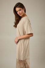 Load image into Gallery viewer, NEWEST ARRIVAL Taupe Shirt Lace Maxi Dress
