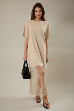 Load image into Gallery viewer, NEWEST ARRIVAL Taupe Shirt Lace Maxi Dress
