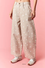 Load image into Gallery viewer, NEWEST ARRIVAL Taupe/Ivory Polka Dot Barrel Jeans
