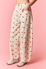 Load image into Gallery viewer, NEWEST ARRIVAL Cream/Red Polka Dot Barrel Jeans
